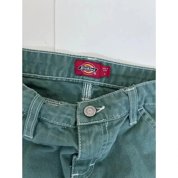 DICKIES Girls Twill Relaxed Carpenter Green Pants - Size 8 - Picture 3 of 4